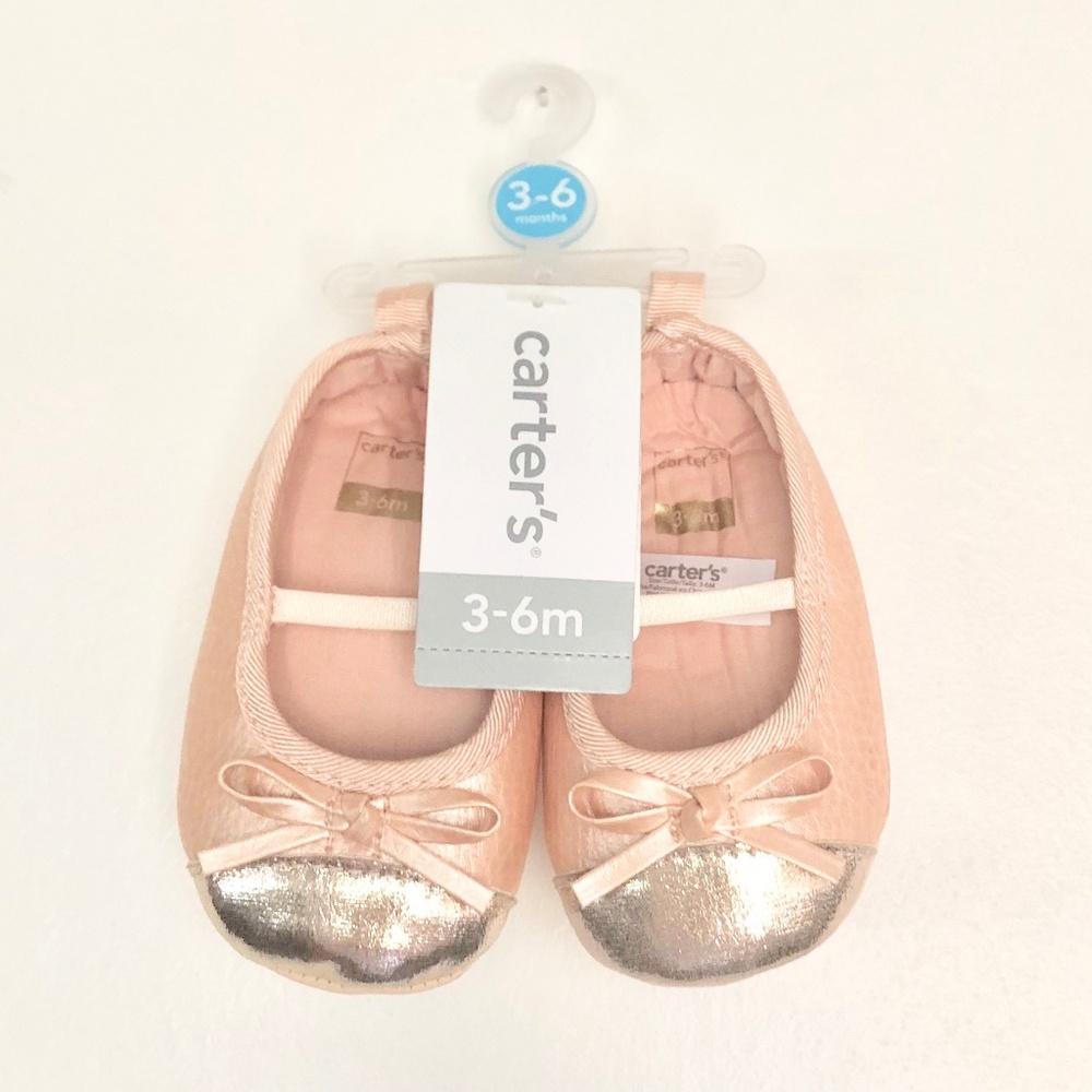 NWT Carter's Baby Pink Ballet Shoes 3-6 Months